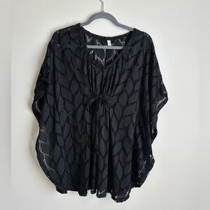 Black Swimsuit Coverup with Cinched Waist